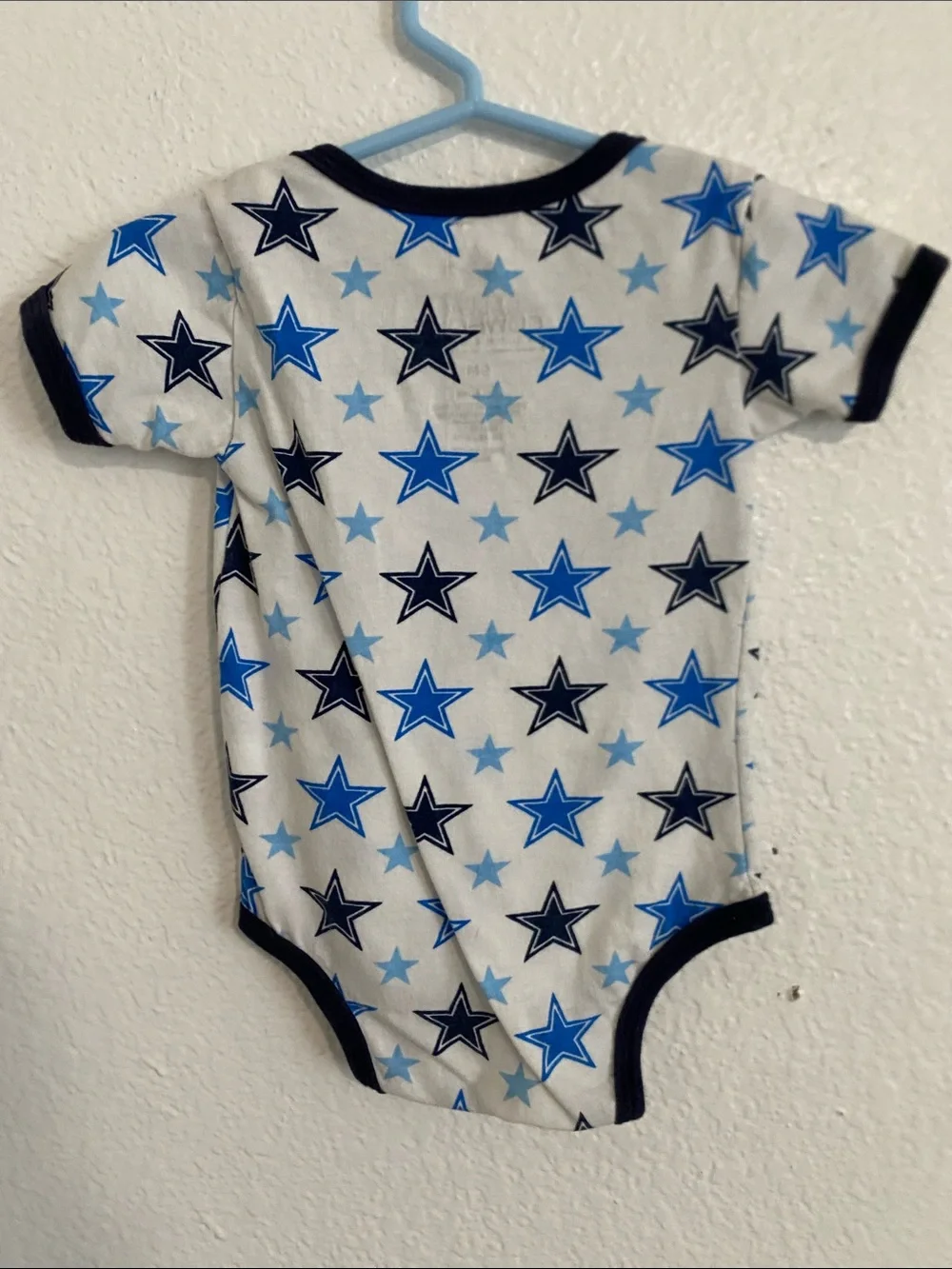 Star-Print Short Sleeve Baby Bodysuit - Blue/White
